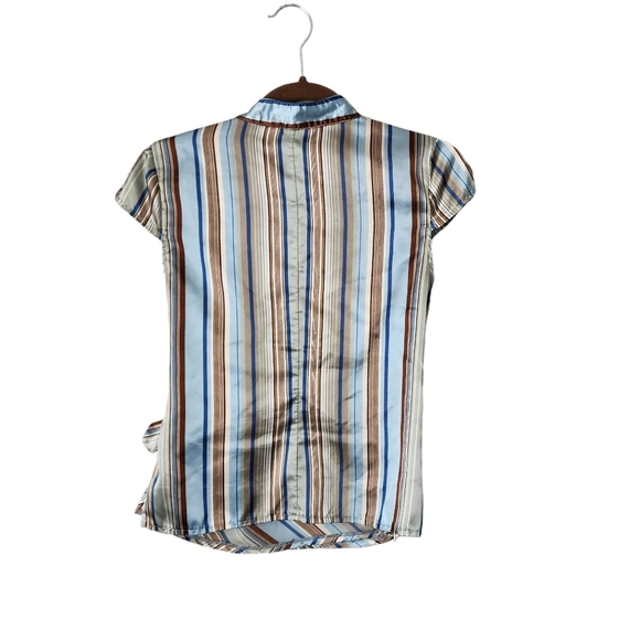 XHILARATION x VINTAGE Y2K artsy satin wrap‎ stripe top size M - Picture 2 of 7
